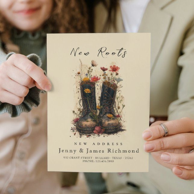 Nya rötter - Nya adress jag skor med rötter Meddelande (Skapare uppladdad)