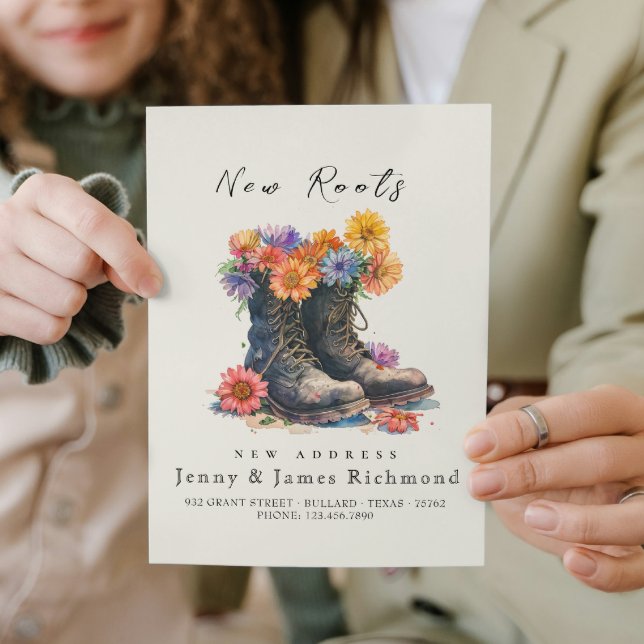 Nya rötter - Nya adress skor och blommor Meddelande (Skapare uppladdad)