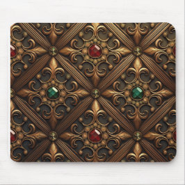 Nya rötter och rubies i en gyllene Ornate-design Musmatta