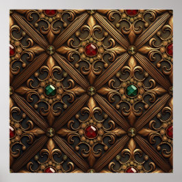 Nya rötter och rubies i en gyllene Ornate-design Poster