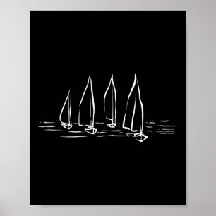 Nya segelbåtar på öppet vatten Segling med båt Poster