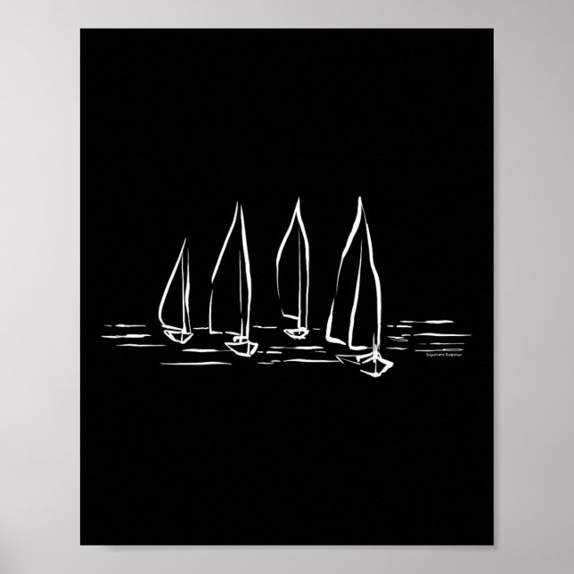 Nya segelbåtar på öppet vatten Segling med båt Poster (Framsidan)