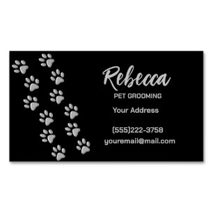 Nya Silver Hund Tassar Mönster Pet Grooming Servic Magnetiska Visitkort