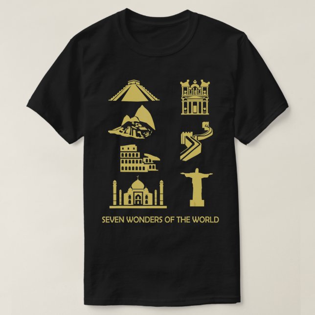 Nya sju underverk av världskaraktären t shirt (Design framsida)