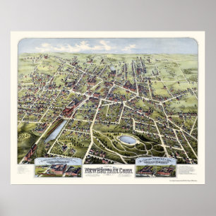 Nya Storbritannien, CT Panoramic Karta - 1875 Poster