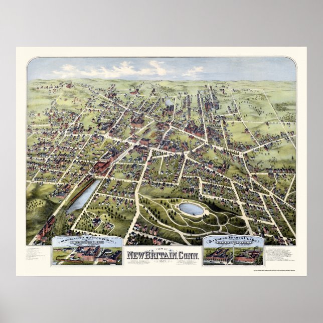 Nya Storbritannien, CT Panoramic Karta - 1875 Poster (Framsidan)
