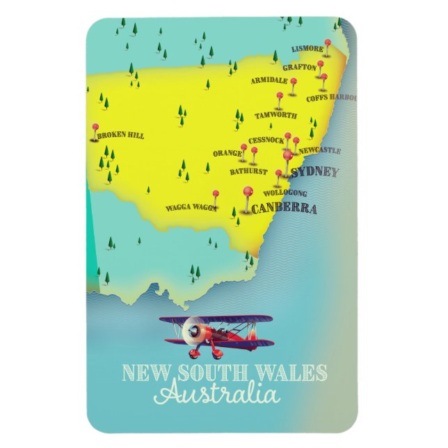 Nya Sydwales Australien karta Magnet (Vertikal)