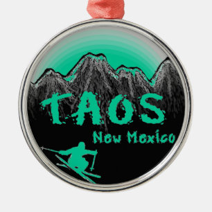 Nya Taos - mexico konstnärlig skier Julgransprydnad Metall