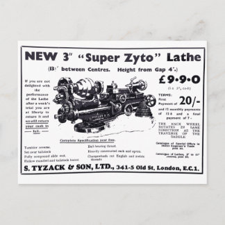 Nya Toppen Zyto Lathe Avert 1930's Postcard Vykort