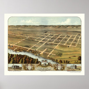 Nya Ulm, panorama- karta för MN - 1870 Poster