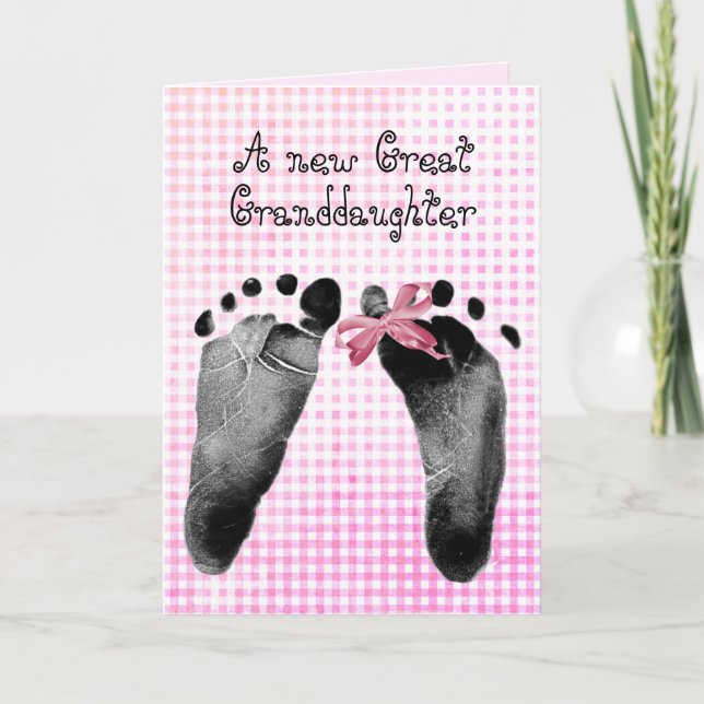 Nya Underbara dotterfotavtryck på Rosa Gingham Kort (Framsida)