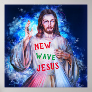Nya vågen Jesus väder från himmelkristen Poster