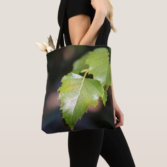 Nya vårblad Borstad Polyester Tote Tygkasse (Närbild)
