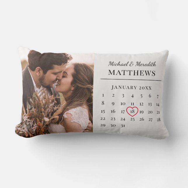 Nya veckors kalender i contemporary White Bröllop Lumbarkudde (Framsida)