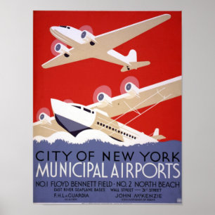 NYA YORK MUNICIPAL AIRPORTS POSTER