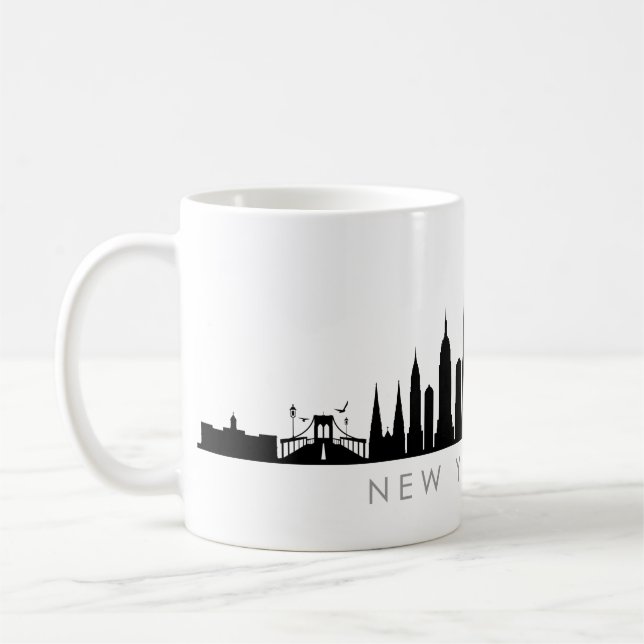NYA YORK NYC Manhatten USA City Skyline Silhouette Kaffemugg (Vänster)