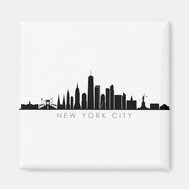 NYA YORK NYC Manhatten USA City Skyline Silhouette Magnet (Framsidan)