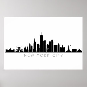 NYA YORK NYC Manhatten USA City Skyline Silhouette Poster