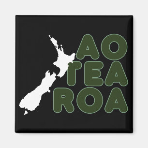 NYA ZEALAND AOTEAROA NZ LAND GRAPHIC MAORI NAMN MAGNET