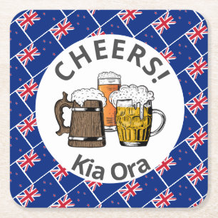 NYA ZEALAND Cheers Kia Ora Beer Underlägg Papper Kvadrat