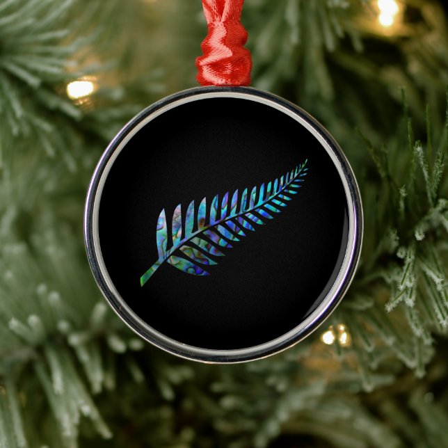 NYA ZEALAND FERN ENMPLE PAUA JULGRANSPRYDNAD METALL (Träd)