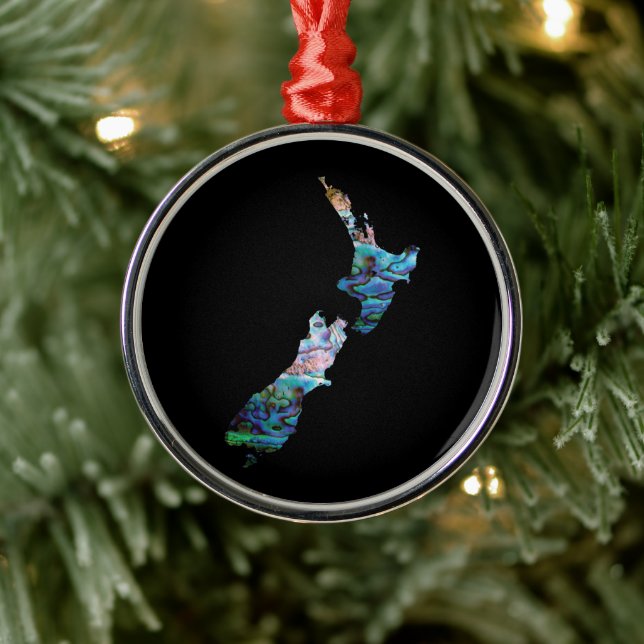 NYA ZEALAND KARTA ENMPLE PAUA JULGRANSPRYDNAD METALL (Träd)