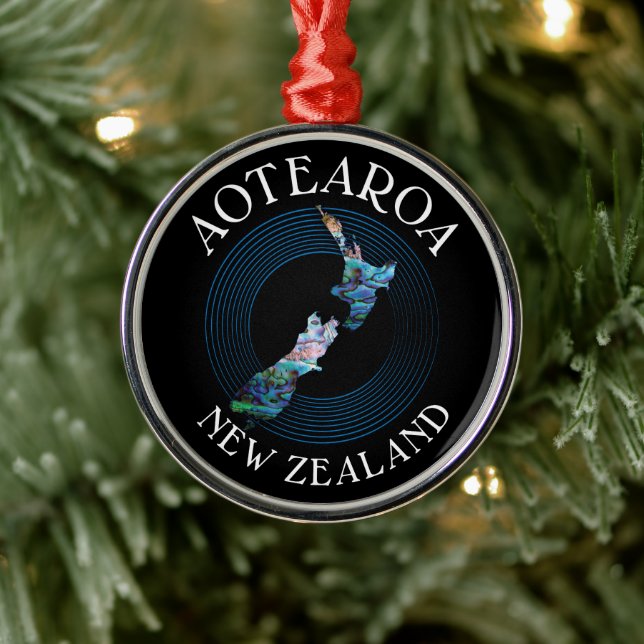 NYA ZEALAND KARTA PAUA CHRISTMAS ORNATION JULGRANSPRYDNAD METALL (Träd)