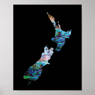 NYA ZEALAND KARTA PAUA POSTER