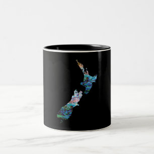 NYA ZEALAND KARTA PAUA Två-Tonad MUGG
