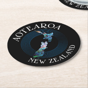 NYA ZEALAND KARTA PAUA UNDERLÄGG PAPPER RUND