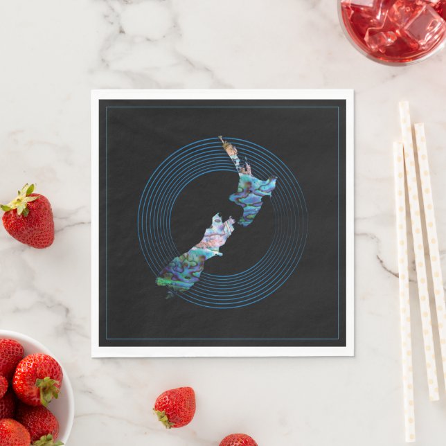 NYA ZEALAND KARTA RINGAR PAUA NAPKIN PAPPERSSERVETT (Insitu)