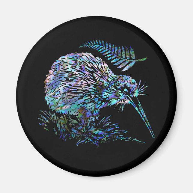 NYA ZEALAND KIWI OCH FERN PAUA MAGNET (Framsidan)