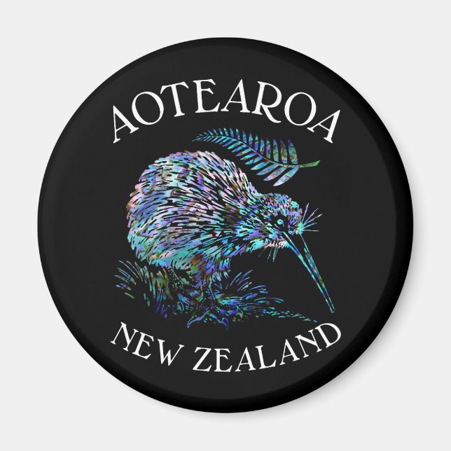 NYA ZEALAND KIWI OCH FERN PAUA MAGNET (Framsidan)