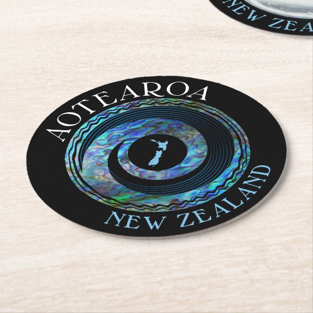 NYA ZEALAND KORU KARTA PAUA UNDERLÄGG PAPPER RUND (Vinklad)