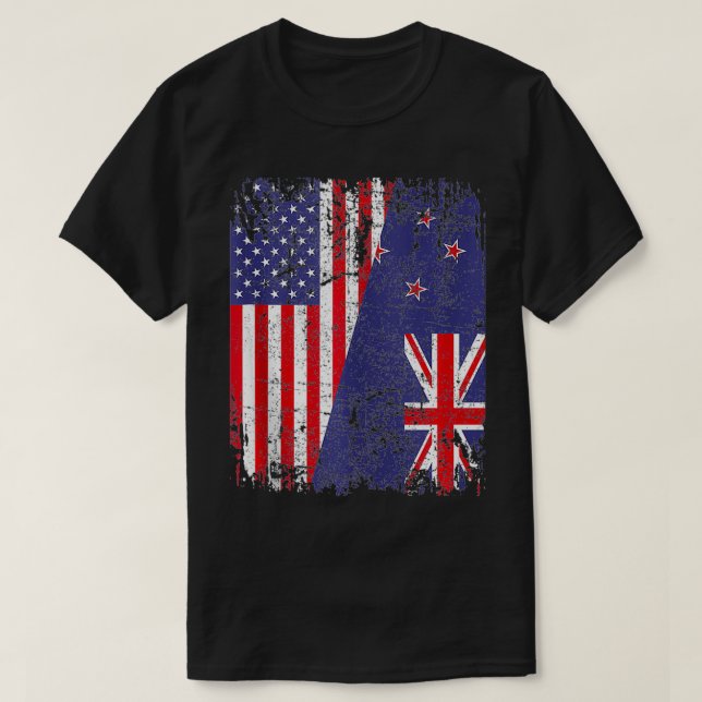 NYA ZEALAND ROOTS Halamerikanska Flagga KIWI FLAGG T Shirt (Design framsida)