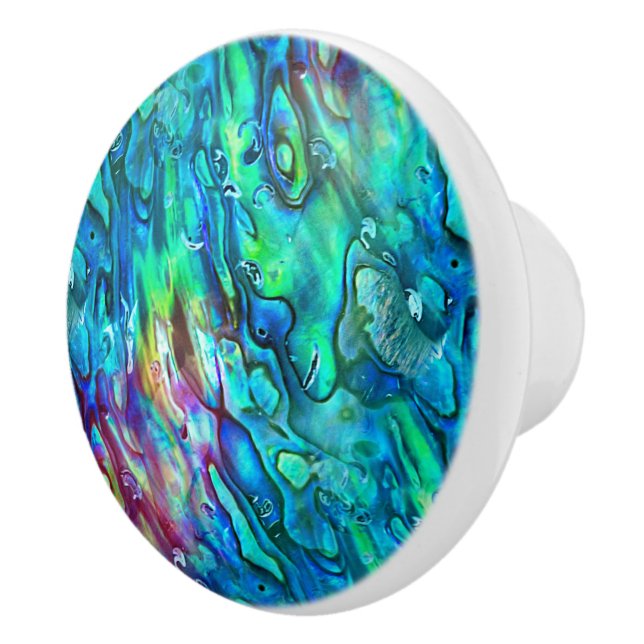 Nya Zeeland Abalone Paua Skal Mönster 1a Knopp (Höger)
