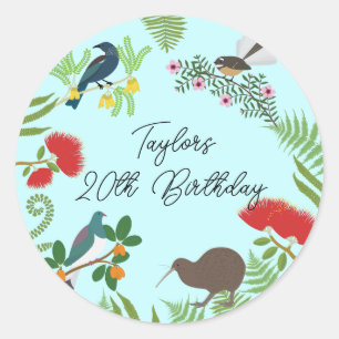 Nya Zeeland Bird Birthday Runt Klistermärke