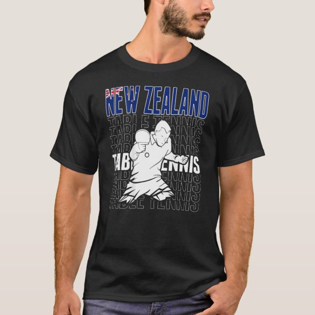 Nya Zeeland Bord Tennis Support Kiwi Ping Pong T T Shirt (Framsida)