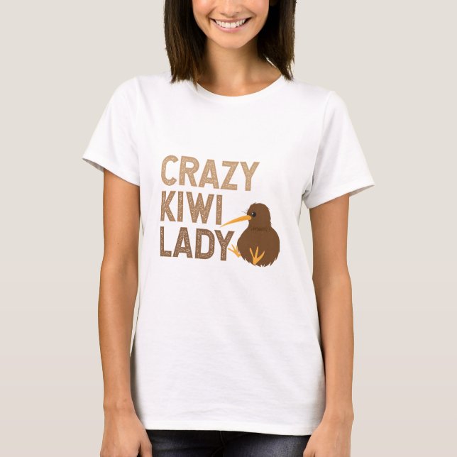 Nya Zeeland Crazy Kiwi Dam Funny Gift Idea T Shirt (Framsida)