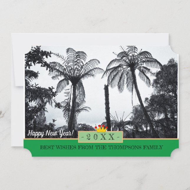 Nya Zeeland Fern & Gott nytt år! Kort /20XX (Framsida)