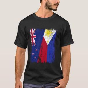 Nya Zeeland Filippinerna Halv Flagga Nya Zeeland F T Shirt