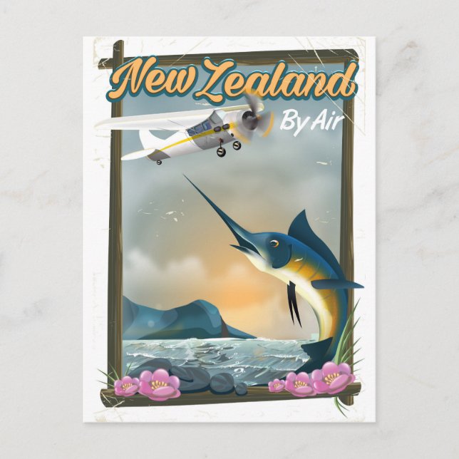 Nya Zeeland Fiske resaffisch Vykort (Framsida)