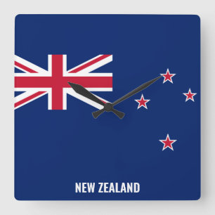 Nya Zeeland Flagga Dazzling Patriotic Fyrkantig Klocka