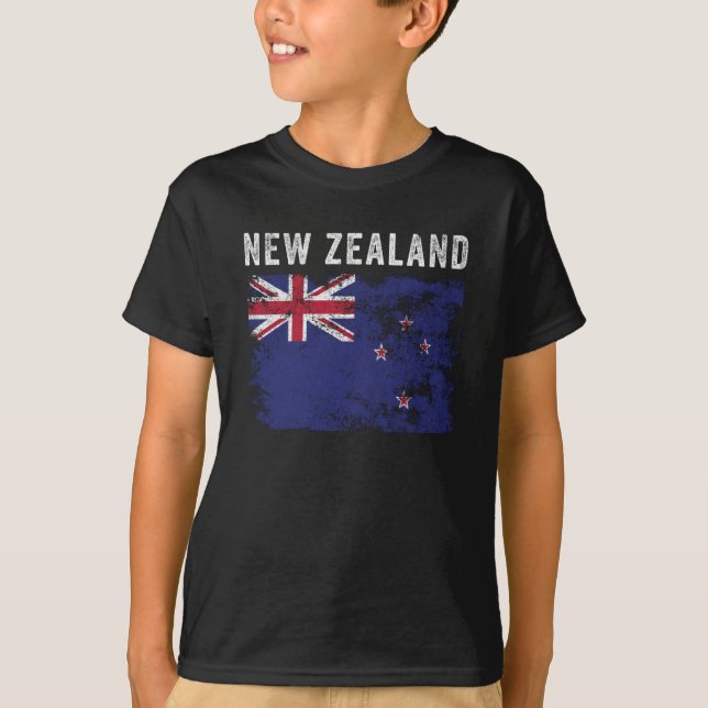 Nya Zeeland Flagga Distress T Shirt (Framsida)