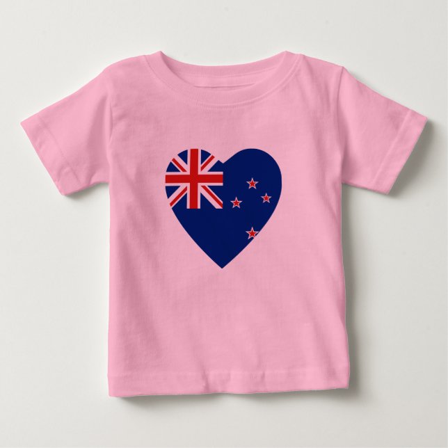 Nya Zeeland Flagga Heart T-Shirt (Framsida)