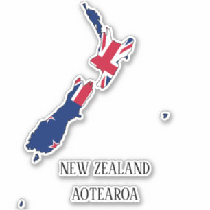 Nya Zeeland Flagga Karta Klistermärken