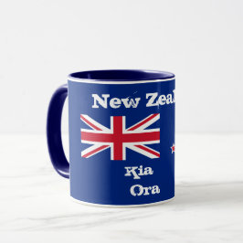 Nya Zeeland Flagga & Kia Ora kaffe mugg / Zeeland