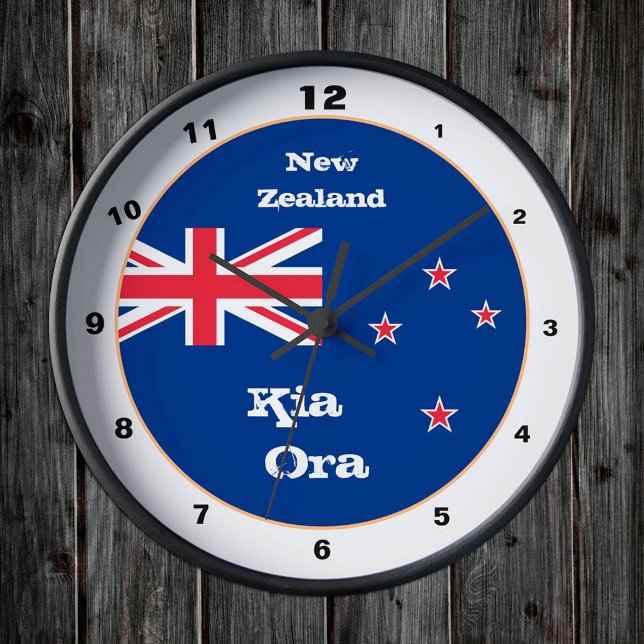 Nya Zeeland Flagga, Kia Ora, Nya Zeeland Rund Klocka (Skapare uppladdad)