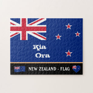 Nya Zeeland Flagga & Kia Ora puzzles/Zeelands resa Pussel