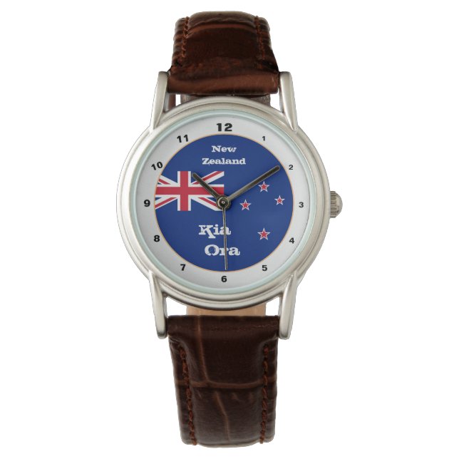 Nya Zeeland Flagga & Kia Ora, Zeeland trendig mode Armbandsur (Framsida)